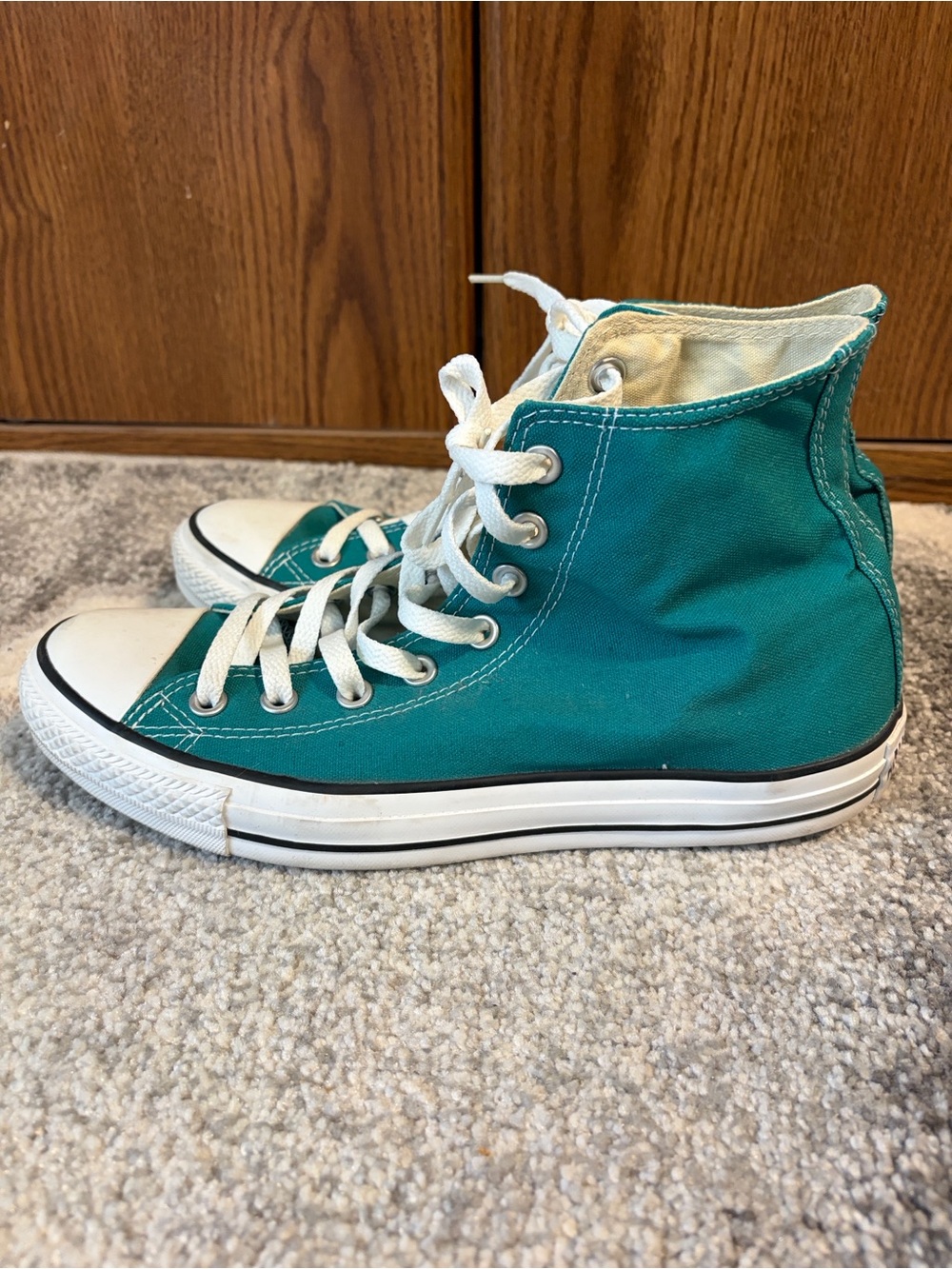 Converse High Top Sneakers Teal and White